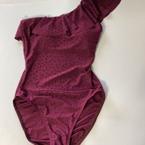 New. Robin Piccone burgundy ruffle swimsuit. MSRP $162. Size 4 - Picture 6 of 9